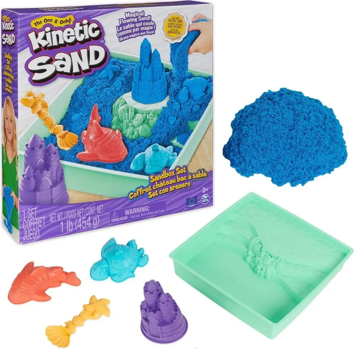 spinmaster kinetiskās smiltis — 1 lb zilas, 4 veidnes Photo 10