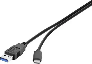 Renkforce RF-4381083 USB Kabelis USB 3.2 Gen 2 USB A uz USB C 1.8 m 10 Gbit/s Melns Zeltīti kontakti