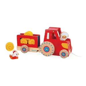 Игрушка для толкания и тянущая Janod J03317 6 колес деревянная желтая