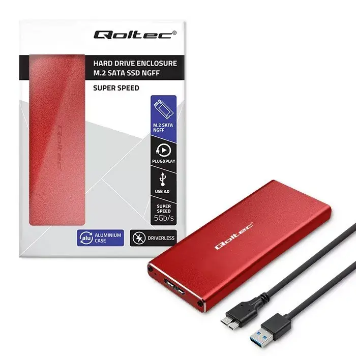 SSD korpuss QOLTEC 51831 USB 3.0 priekš M.2 SATA Photo 6