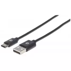 Manhattan USB-C to USB-A Cable, 50cm, Male to Male, Black, 480 Mbps (USB 2.0), Equivalent to Startech USB2AC50CM, Hi-Speed USB, Lifetime Warranty, Polybag