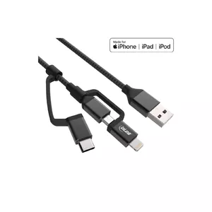 InLine 3-in-1 USB Cable USB-A M to Micro-USB+USB-C+Lightning black/aluminium