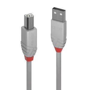 USB 2.0 Type A to B Cable Lindy 36685 5m Grey