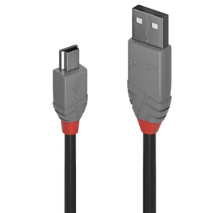 Lindy 36721 USB kabelis 0,5 m USB 2.0 USB A Mini-USB B Melns, Pelēks