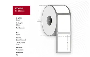 Capture CA-LB3132 Direct Thermal Printer Labels White Roll 4.5 x 3.2 cm 51800 Labels