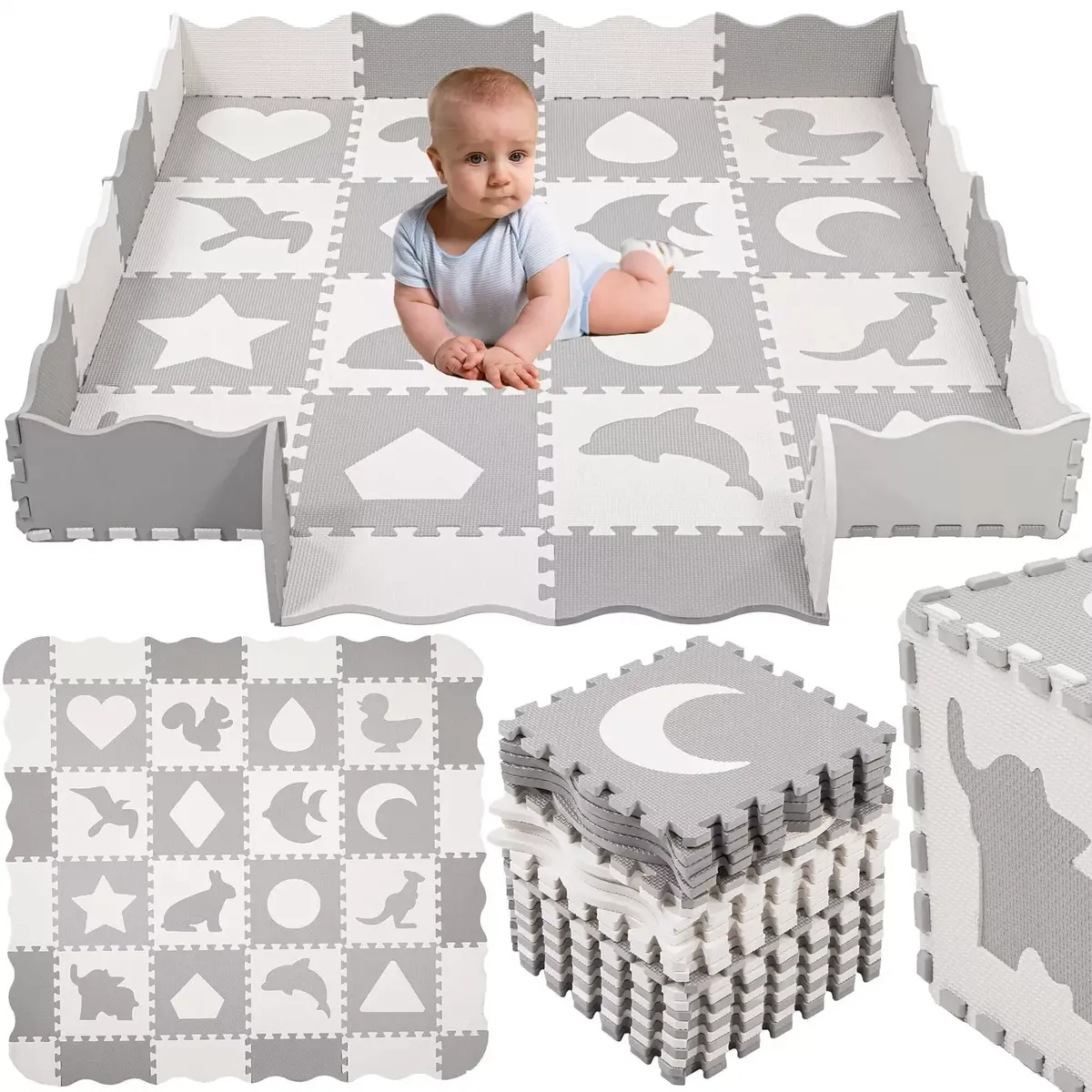 Springos Foam Play Mat Puzzle 150x150 cm Photo 4