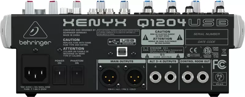 Audio Mixer Behringer Q1204USB Photo 4