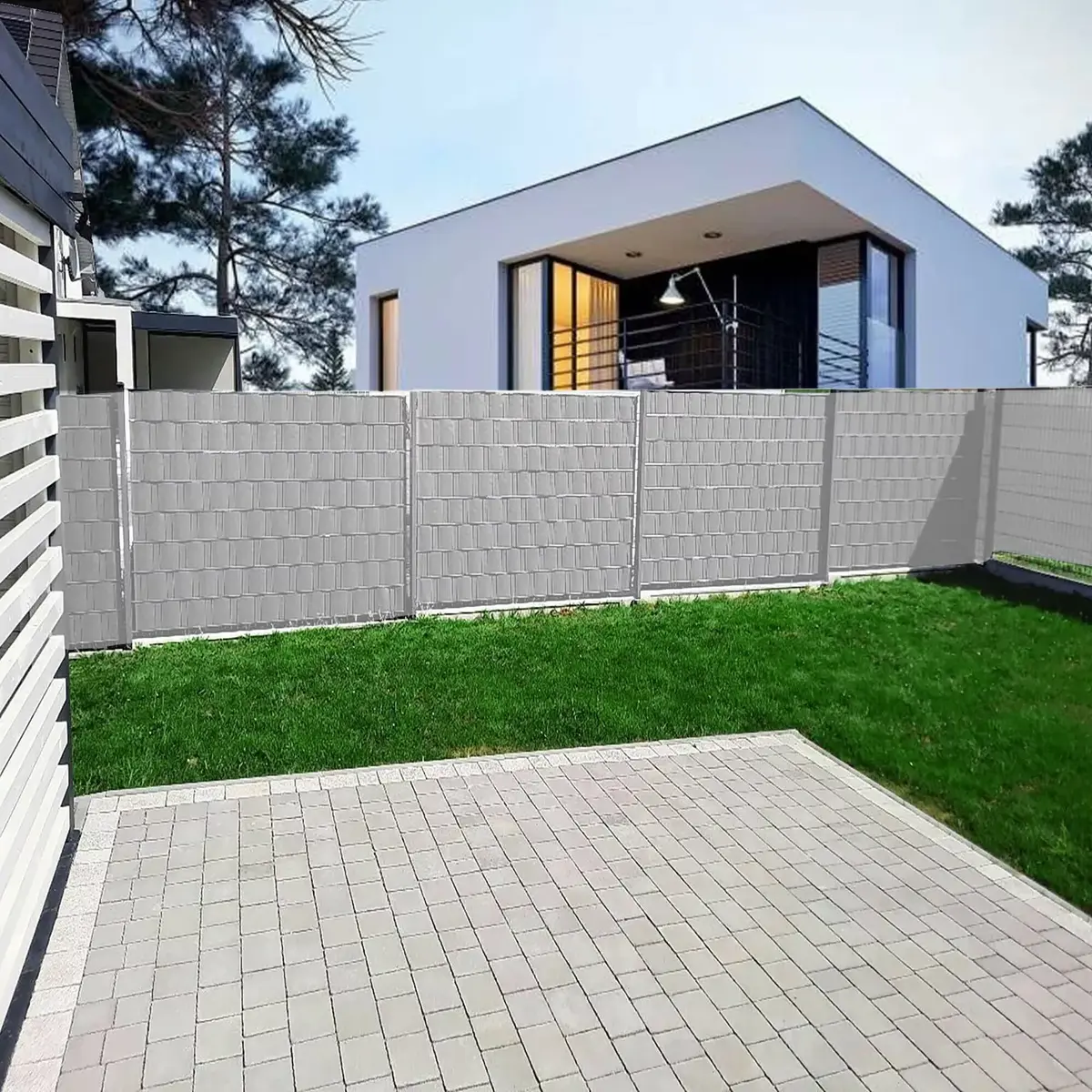 Springos FN0004 Fence Tape 35m x 4.75cm Gray Photo 2