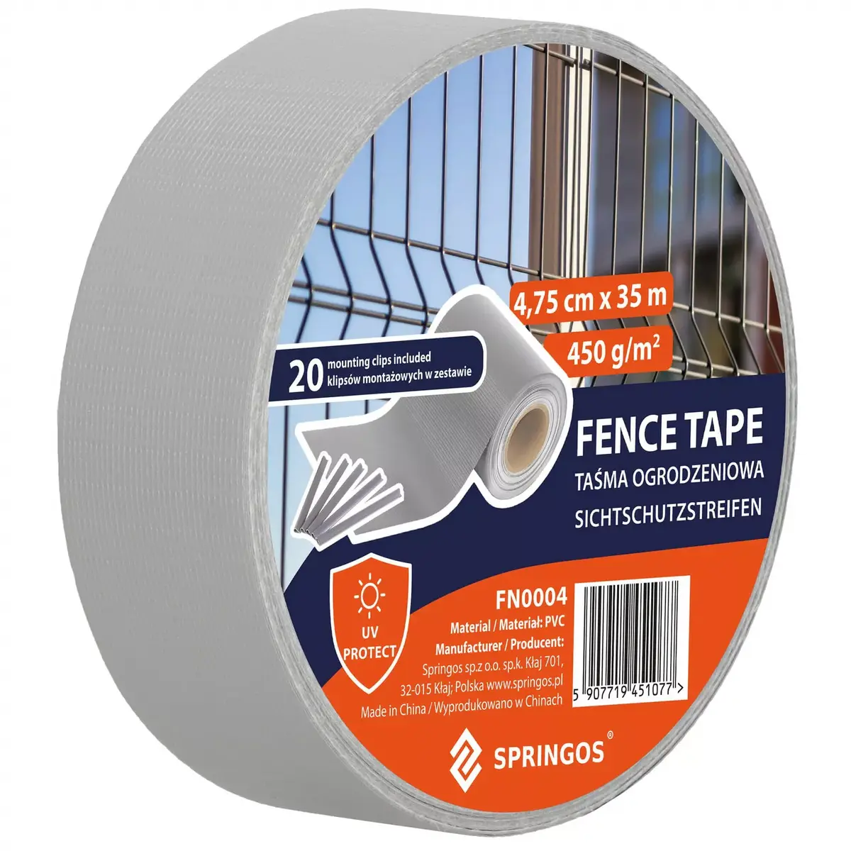Springos FN0004 Fence Tape 35m x 4.75cm Gray Photo 6