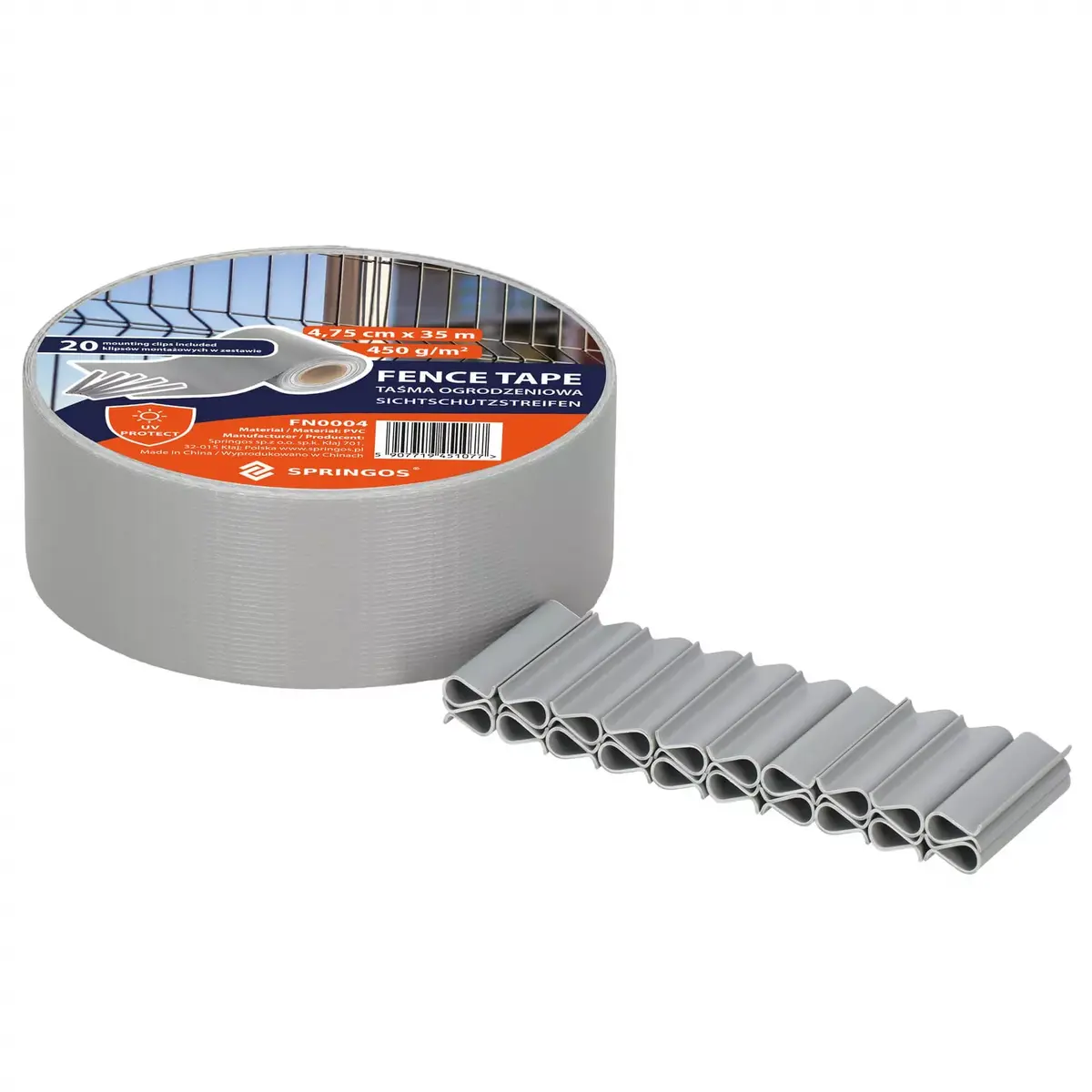 Springos FN0004 Fence Tape 35m x 4.75cm Gray Photo 7