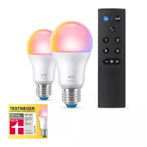 WiZ viedā LED spuldze A60 E27 60W 8.5W 806 lm RGBW Wi-Fi Bluetooth 2 iepakojumā ar pulti