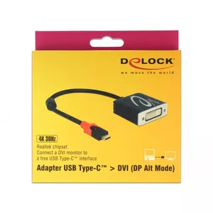 Video Cable Adapter DeLOCK 61213 USB Type-C to DVI 0.2m Black