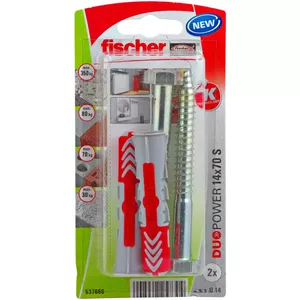 Skrūvju un sienas dībeļu komplekts Fischer 537666 70 mm ķieģelim betonam