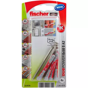 Комплект винтов и дюбелей Fischer 537670 50 мм 4 шт