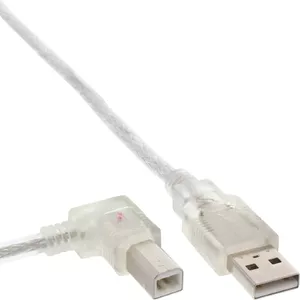 InLine USB 2.0 Cable left angled Type A male / B male transparent 0.3m