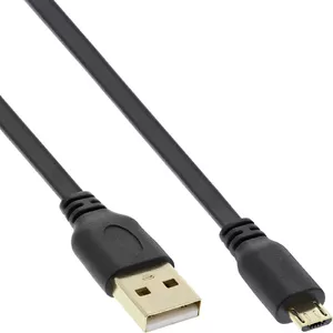 Flat Cable USB A / Micro-B InLine 31703F 0.3m Black Gold