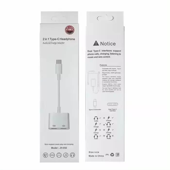 Audio adapter Mocco JH-032 USB-C to 2× USB-C Photo 3
