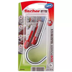 Screw & wall plug kit FISCHER 535483 — 50 mm length, for brick and concrete, drill Ø 10 mm, min depth 60 mm, 2 pcs