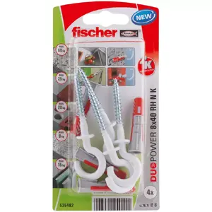 Screw hook & wall plug kit Fischer 535482 40 mm 4 pcs