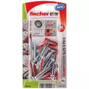 Комплект винтов и дюбелей Fischer 535478 18 шт 25 мм для Кирпича Бетона