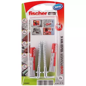 Комплект винтовых крючков и дюбелей Fischer 535002 50 мм для кирпича и бетона
