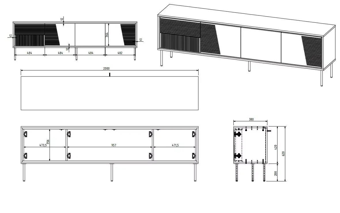 TV skapītis cama meble ABI 4D 2000×380×620 mm Photo 4