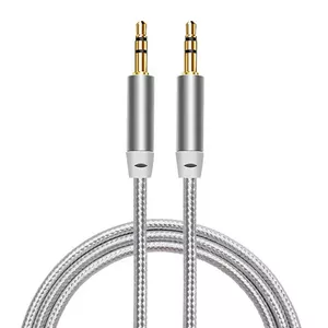 iLike AX1 3.5mm Male to 3.5mm Male Aux Cable, 1m, Braided Wire, Silver