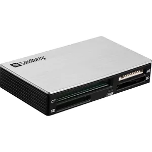 Card reader SANDBERG USB 3.0 Multi Card Reader — USB 3.2 Gen 1 Type-A, 5000 Mbit/s, supports CF/SD/MicroSD/MS/xD (Silver/Black)