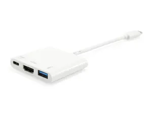 Equip USB Type-C to HDMI, USB-A and PD Adapter with USB 3.2 Gen 1 Host Interface and Plastic Housing in White
