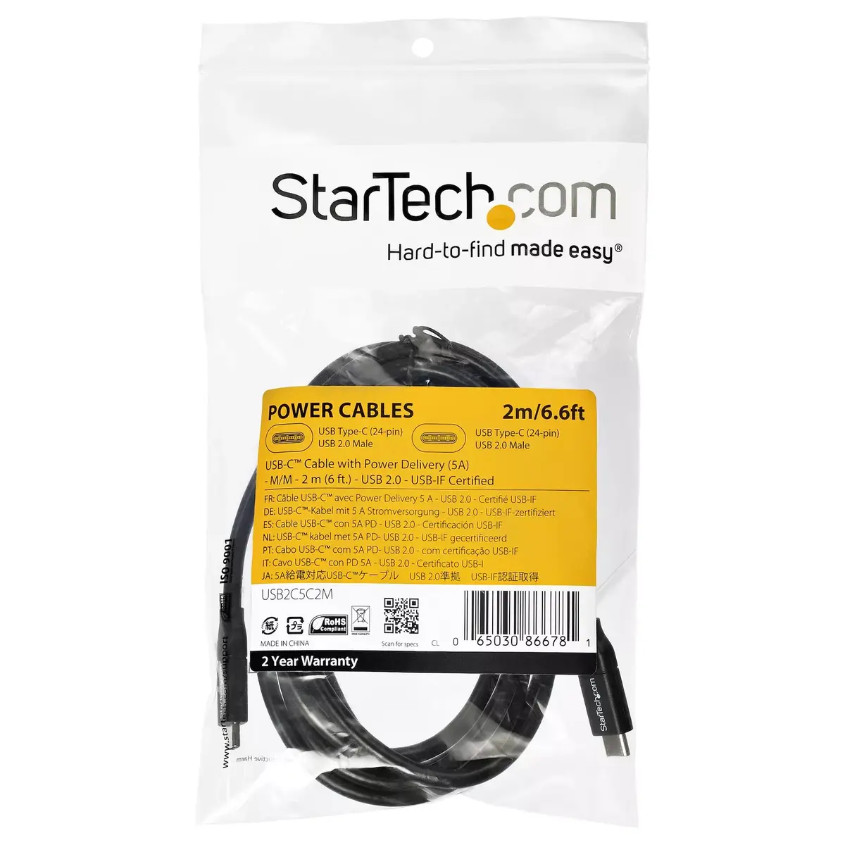 USB-C uz USB-C kabelis StarTech.com USB2C5C2M Photo 4