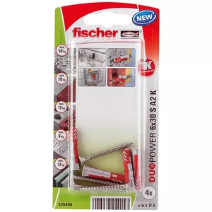 Комплект винтов и дюбелей Fischer 535486 30 мм 4 шт Pozidriv