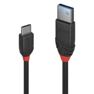 Lindy Black Line USB 3.2 Type A uz Type C Kabelis 1 m, 10Gbps Datu Pārraides Ātrums, Apzeltīti Kontakti