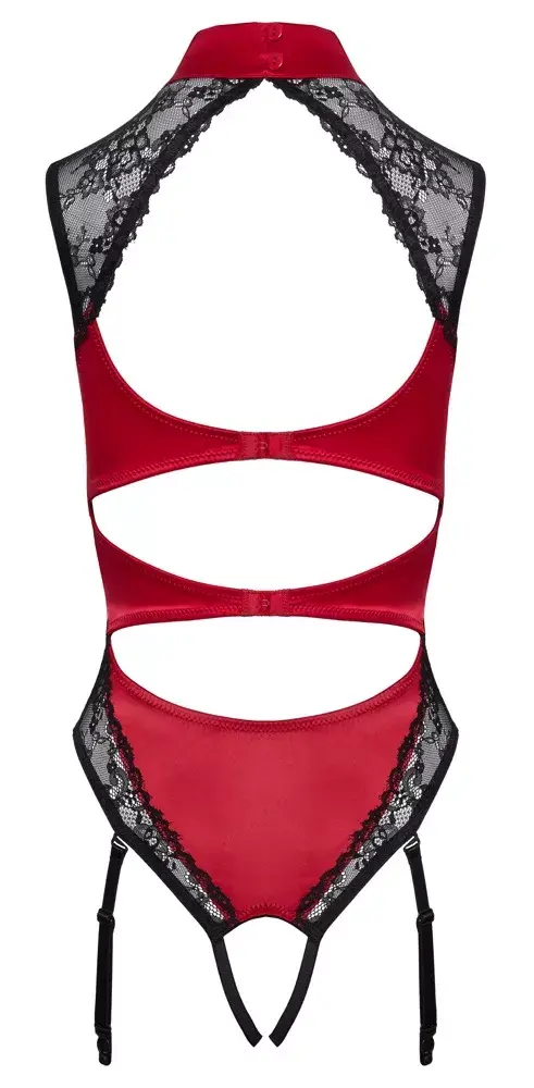 Body Cottelli Collection L red satin with black lace Photo 8