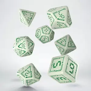 Game dice set Q-Workshop SDGT3N — cream and green themed tabletop dice