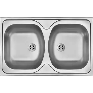 Kitchen 2-bowl stainless steel sink deante ZM5 0200 overlay