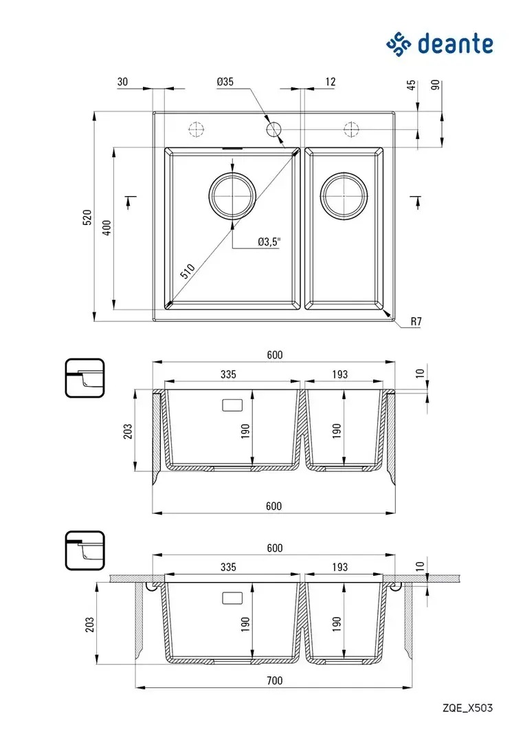 1.5-bowl granite sink deante ZQE A503 Photo 2