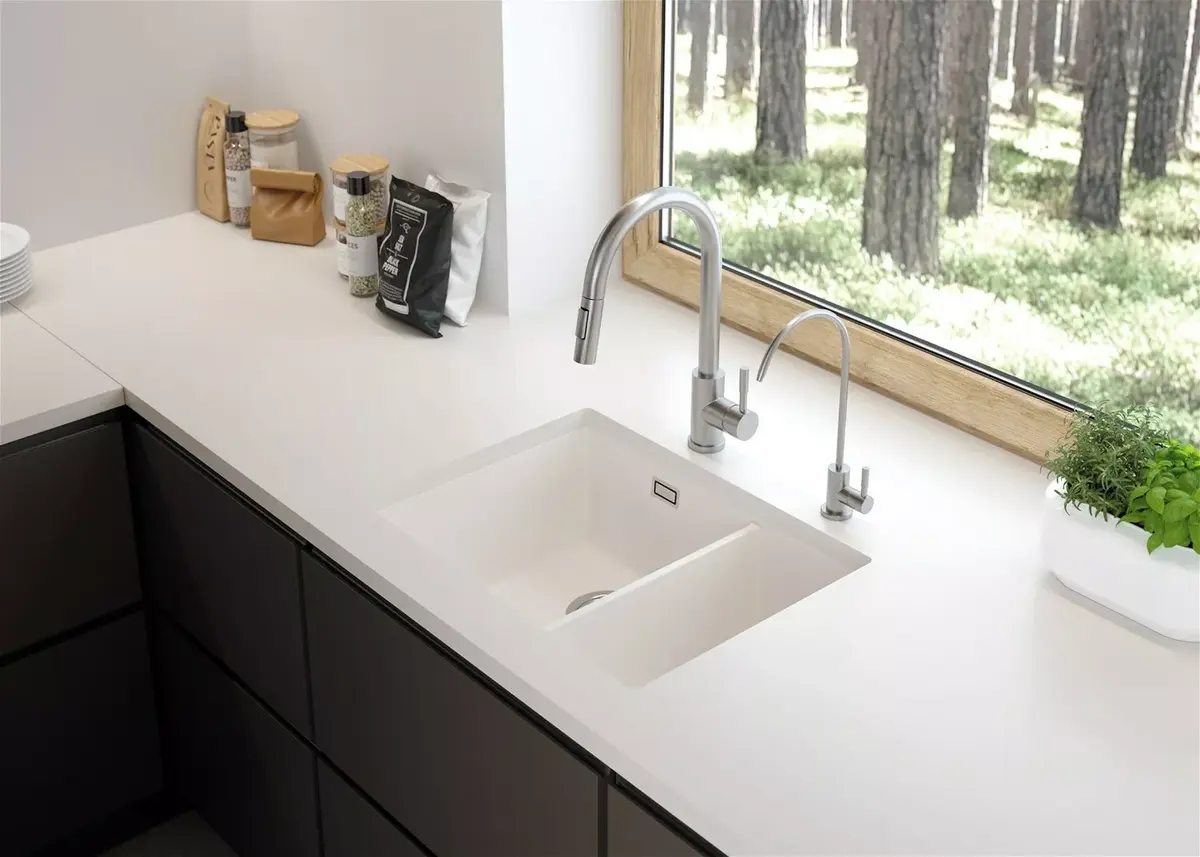 1.5-bowl granite sink deante ZQE A503 Photo 4