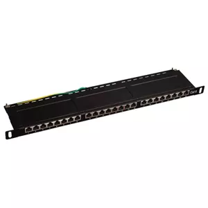 Patch panel Alantec PK028 1U, 24-port Gigabit Ethernet RJ-45, Cat6, black metal