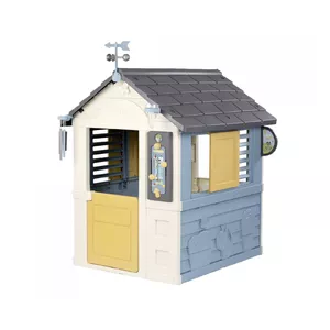 Playhouse SMOBY 4 Seasons floorstanding outdoor playhouse for age 2+, 1 door, blue/graphite/white/yellow