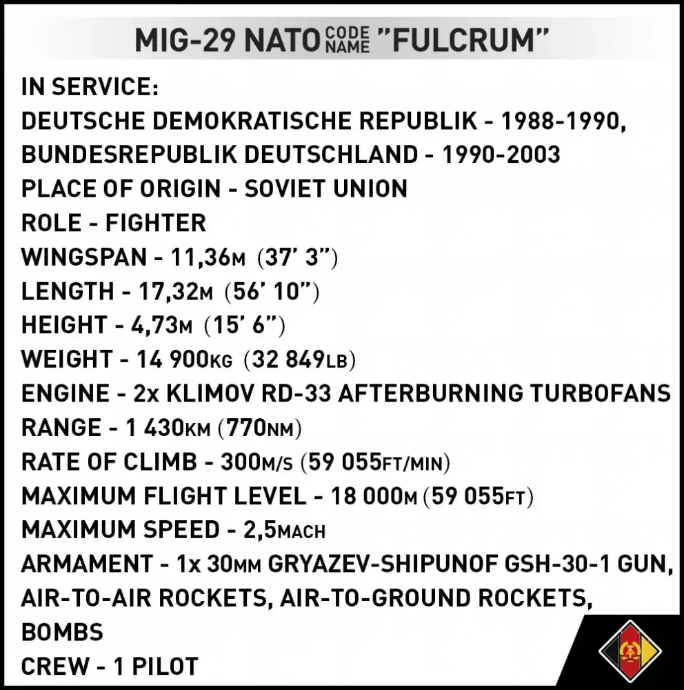 Cobi konstruktors MiG-29 Austrumvācija 5851 Photo 6