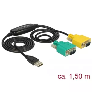 Serial Cable DeLOCK 63466 USB Type-A DB-9 1.5m Black Green Yellow