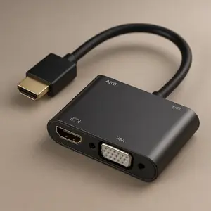 HDMI adapters Riff RF-HDMI-VGA+HDMI 4K — HDMI uz VGA + HDMI ar 3,5 mm audio