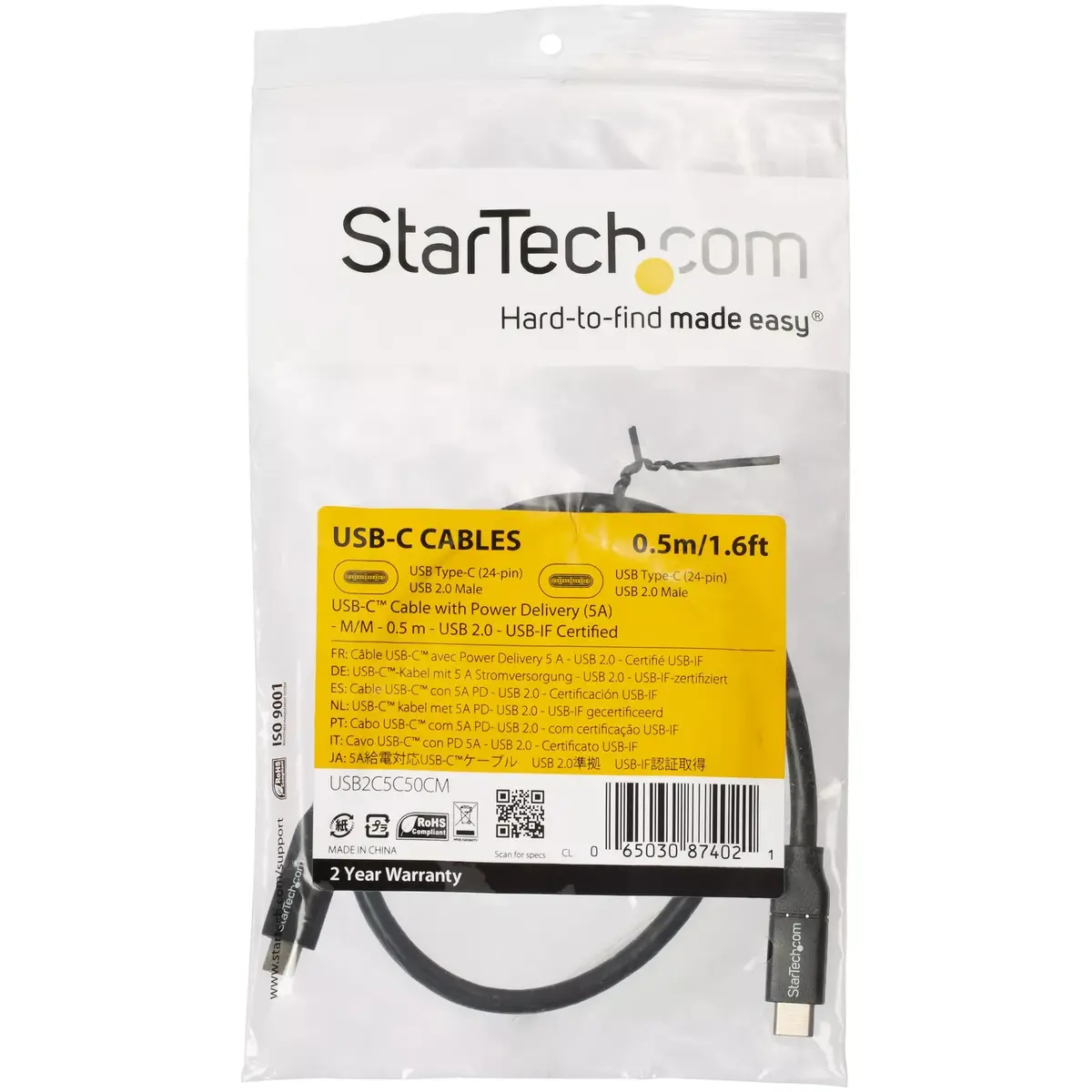 USB-C uz USB-C kabelis StarTech.com USB2C5C50CM Photo 4