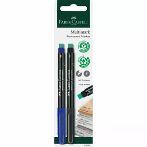 Маркер перманентный Faber-Castell 156295 с волокнистым наконечником черный синий 2 шт