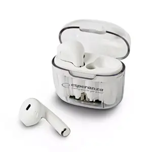 Bezvadu iekšausu austiņas ESPERANZA EH237W — Bluetooth 5.3, skārienvadība, 3–4 h darbība, baltas