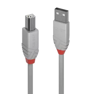 USB Cable Lindy 3m Type A to B Anthra Line Grey