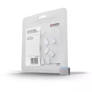 Lindy 40466 porta bloķētājs USB Veids-C Zils Akrilonitrilbutadiēnstirēnterpolimēra (ABS) 10 pcs