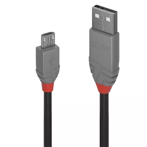 Lindy 36734 USB kabelis 3 m USB 2.0 USB A Micro-USB B Melns, Pelēks