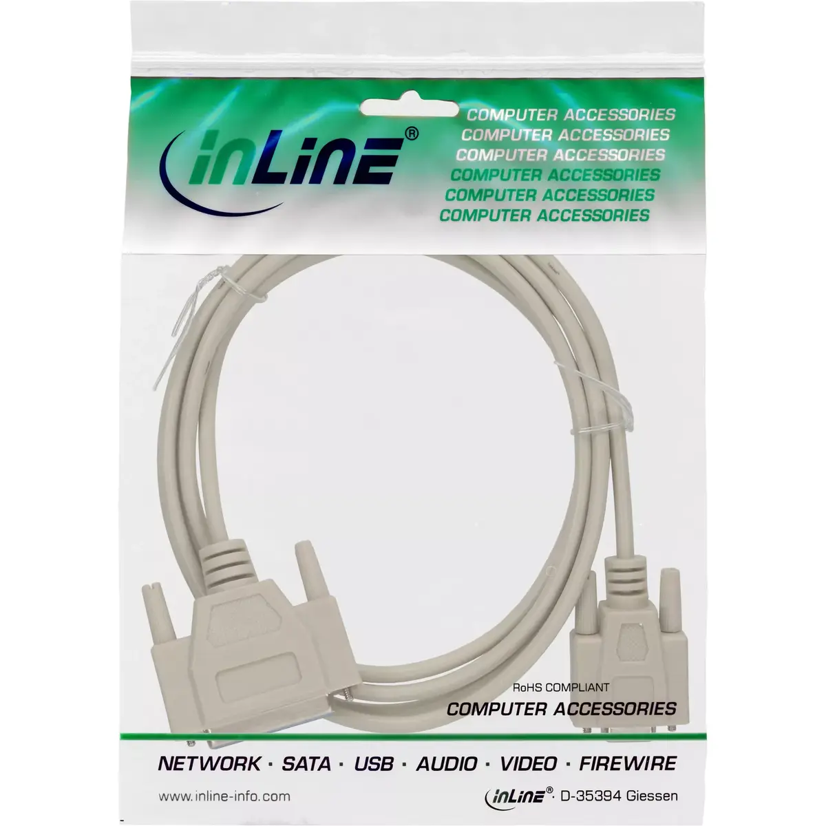 Null modem cable InLine DB9 female / DB25 female Photo 3