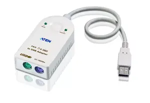 Kabeļis ATEN UC-100KMA PS/2 — USB A 0,3 m, 2×6 kontaktu Mini‑DIN uz USB Type‑A, balts